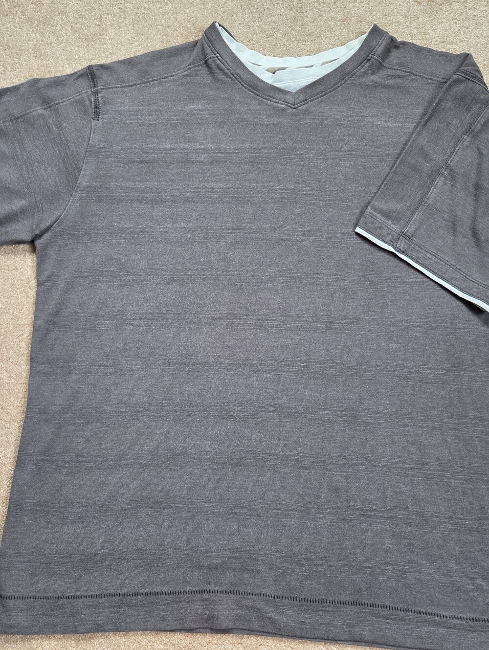 Gray V‑Neck Layered Look  Tee Shirt